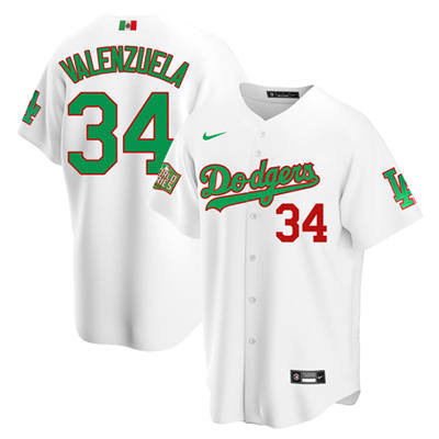 Men's Los Angeles Dodgers White #34 Toro Valenzuela White Green MLB Mexico 2020 World Series Stitched Jersey